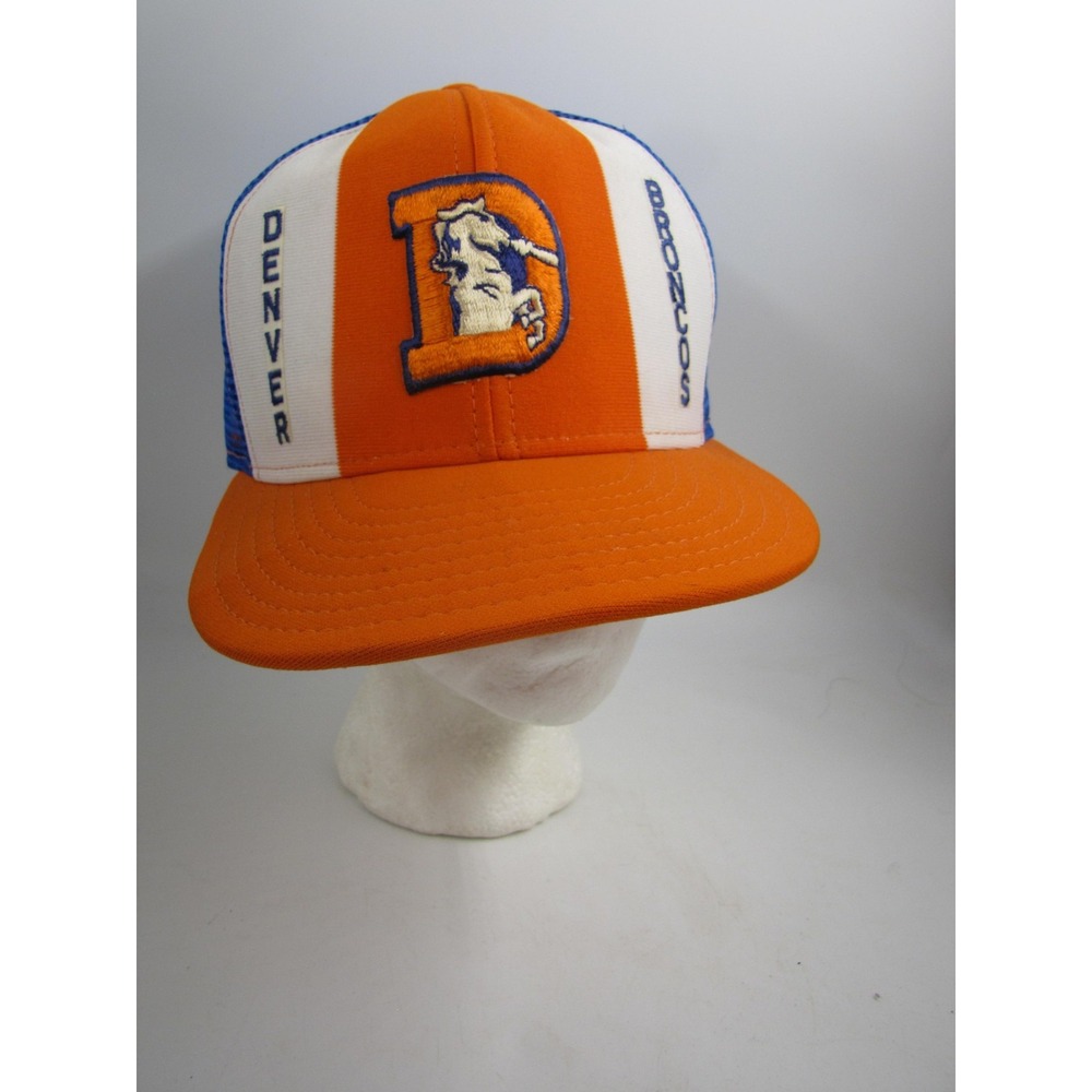 Vintage Denver Broncos Hat Cap Snap Back Mens One Size Orange Blue NFL Football